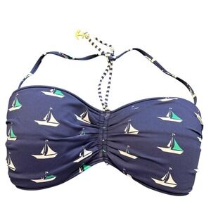 Tommy Bahama Sailboat Bandeau Bikini Top Removable‎ Strap Nautical. Size  L